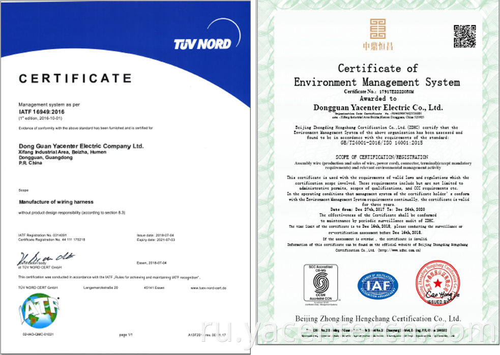 Wire to Wire Connector Wiring Harness certificate